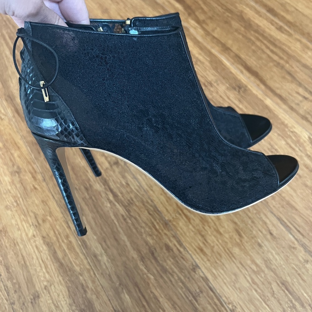 Salvatore Ferragamo Black Lace, And Python Trim P… - image 4